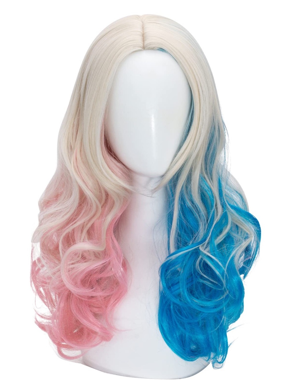 Harley Quinn Synthetic Wig Halloween Cosplay Pink Blue Suicide Squad Adult Size